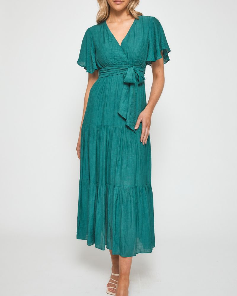 Sage Bump friendly Maxi Tierred dress