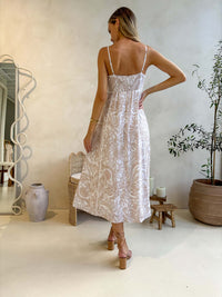 ISABELLA MIDI DRESS - IN  COASTAL DRIFTER PRINT
