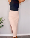 IVY KNIT MIDI SKIRT - IN CAMEL