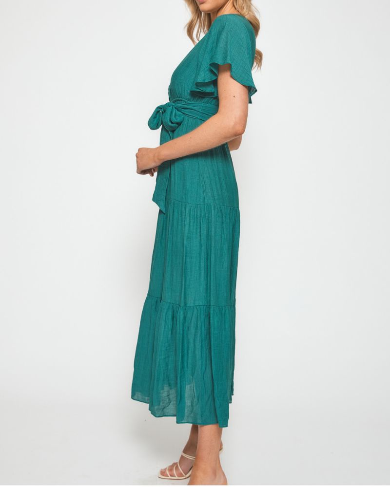 Sage Bump friendly Maxi Tierred dress 