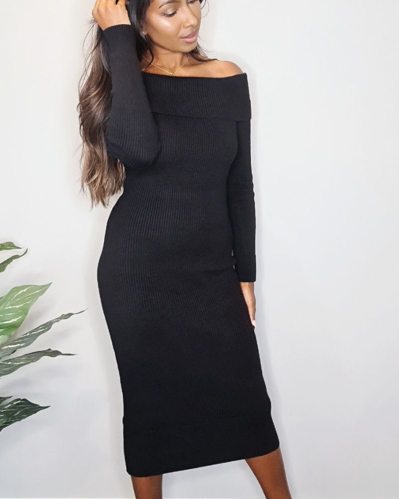 ESTELLE KNIT DRESS - IN BLACK