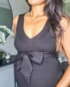 Chic Maternity Dress Nicole Knitted Bump Friendly Dress in Black