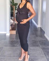 Chic Maternity Dress Nicole Knitted Bump Friendly Dress in Black