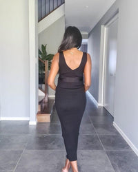 Chic Maternity Dress Nicole Knitted Bump Friendly Dress in Black