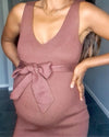 Chic Maternity Dress Nicole Knitted Bump Friendly Dress in Chocolate