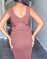 Chic Maternity Dress Nicole Knitted Bump Friendly Dress in Chocolate