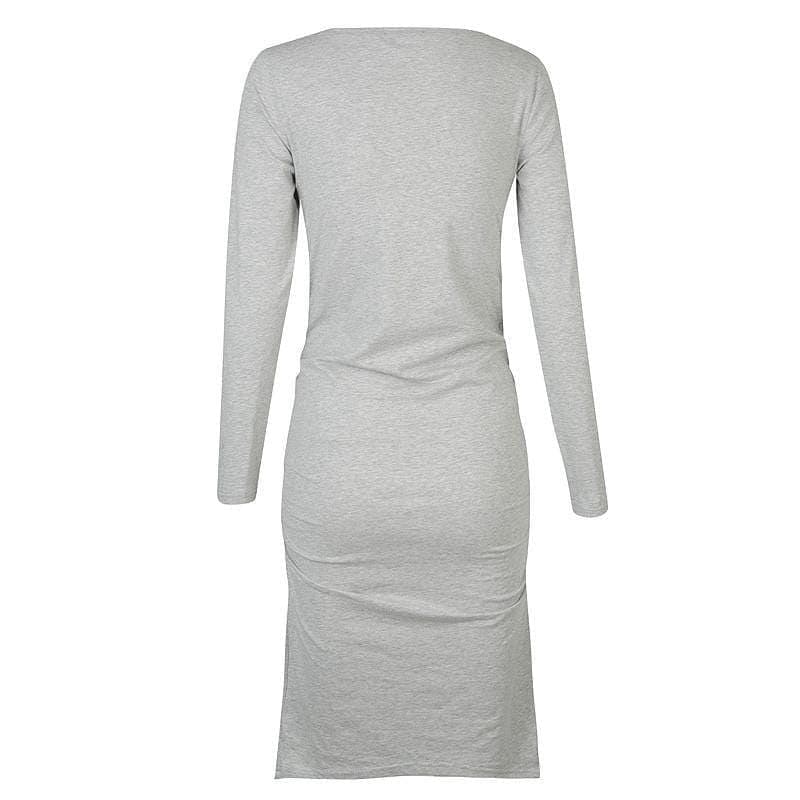Chic Maternity Dress Olivia Ruched Nursing Dress in Grey