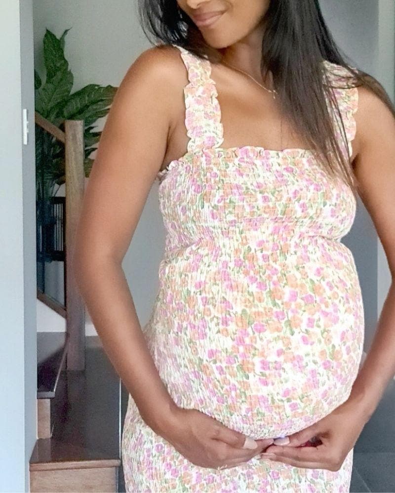 Chic Maternity Dresses Sierra Shirred Bump Friendly Dress in Pink