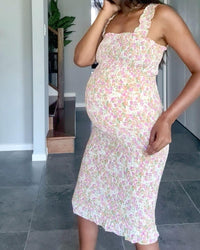 Chic Maternity Dresses Sierra Shirred Bump Friendly Dress in Pink
