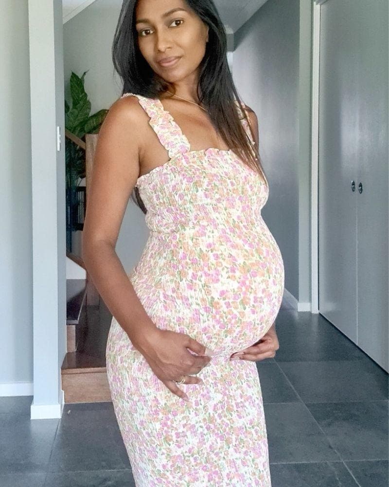 Chic Maternity Dresses Sierra Shirred Bump Friendly Dress in Pink