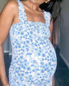 Chic Maternity Sierra Shirred Bump Friendly Dress in Blue
